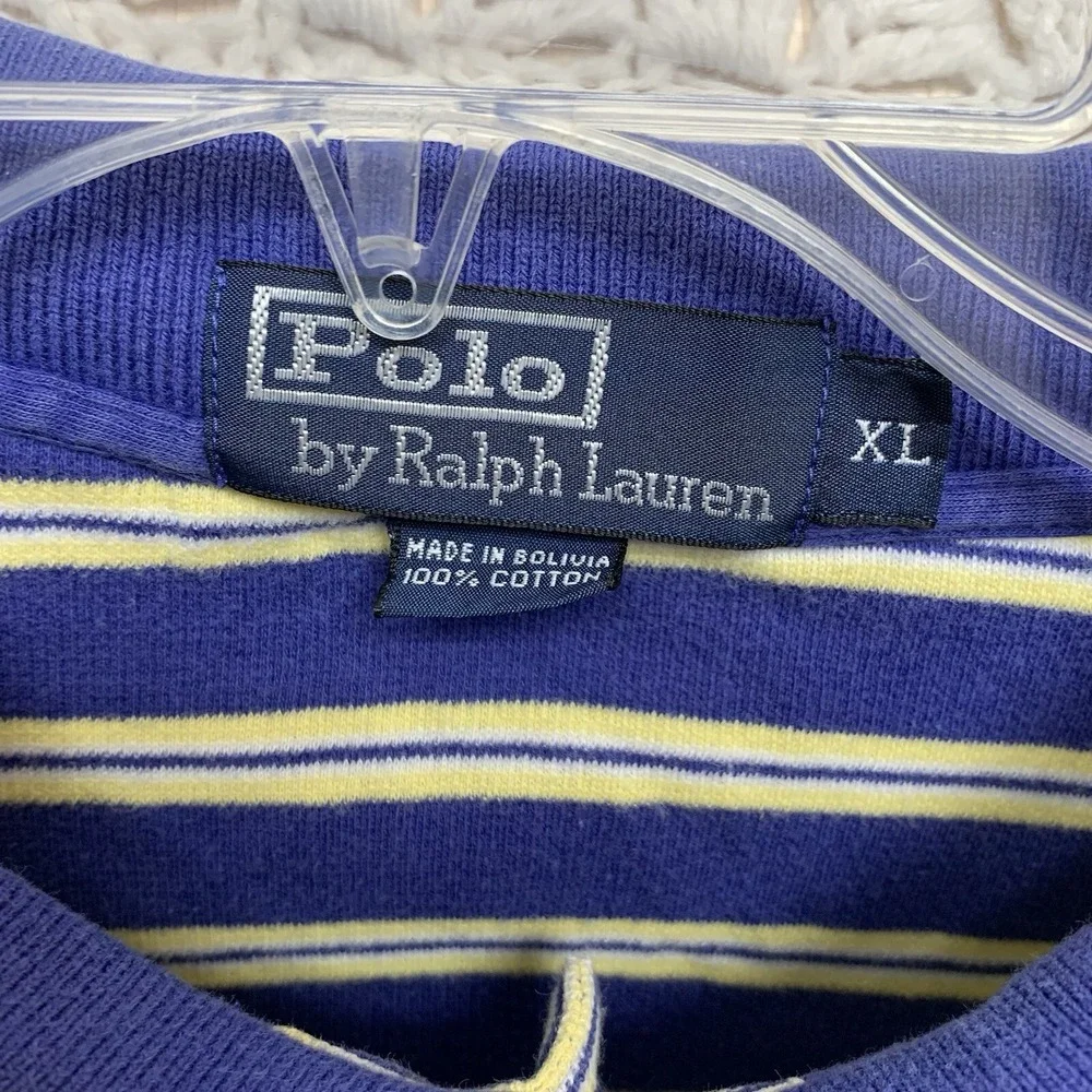 Polo Ralph Lauren Polo Shirt Striped Men's  XL Blue‎ Yellow Short Sleeve